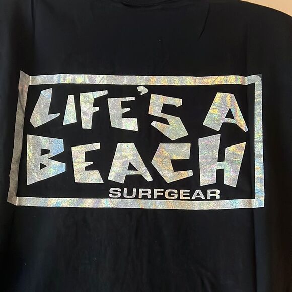 Life’s a Beach Black Holographic Logo T-shirt Sz L - Picture 5 of 5